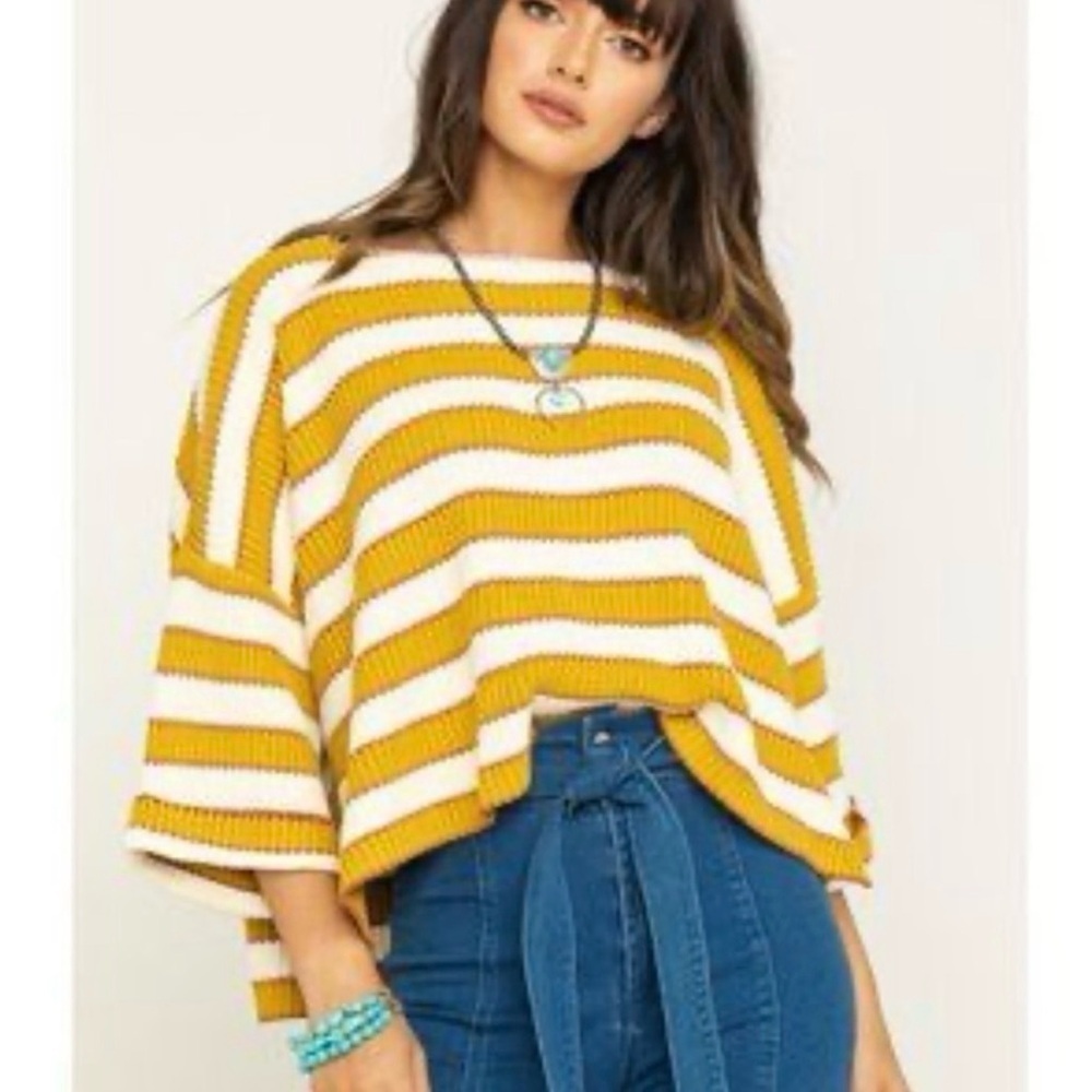 By Together | Oversized Cropped Striped Sweater | Sz Small